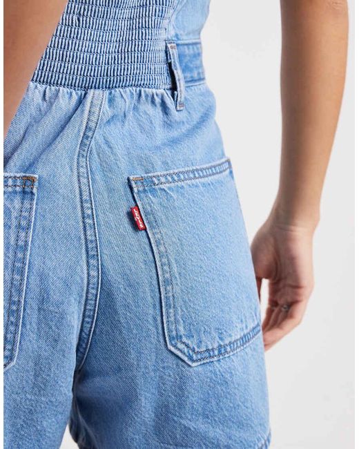 Levi's Blue Denim Square Neck Romper