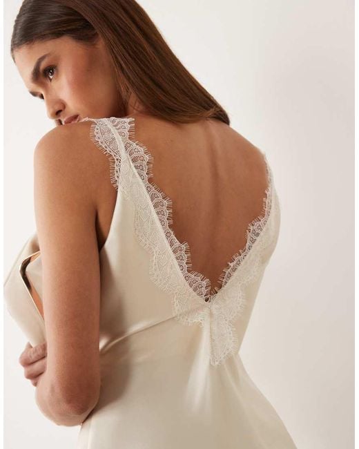 ASOS Natural Asos X The Sourced Collection Satin And Lace Dress