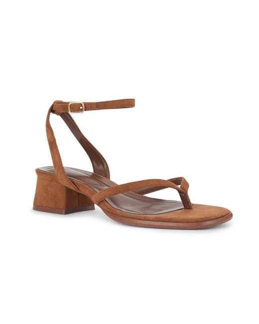 SEQWL Brown Strappy Block Heel Sandals Open Toe With Ankle Strap