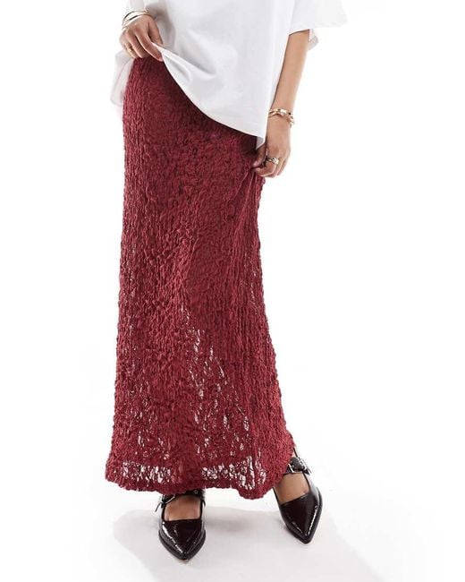ASOS Red Lace Maxi Skirt