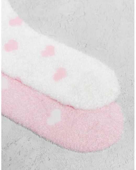 Boux Avenue Pink Heart Cosy 2 Pack Of Ankle Socks