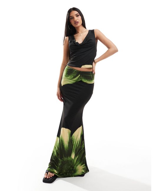ASOS Green Fishtail Maxi Skirt