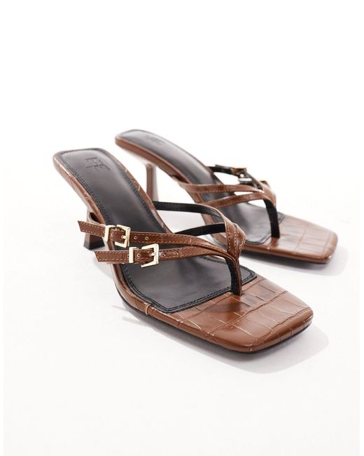 4th & Reckless Pink Nadia Mid Heel Buckle Thong Sandals