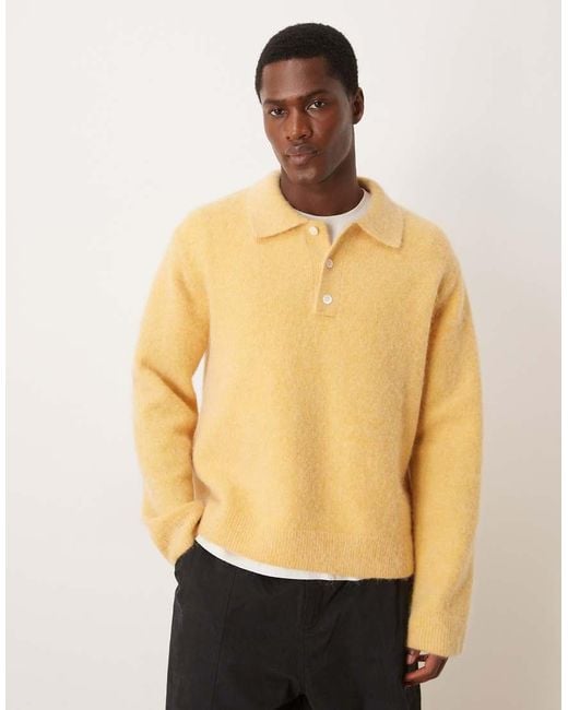 ARKET Yellow Alpaca Wool Mix Knitted Polo for men