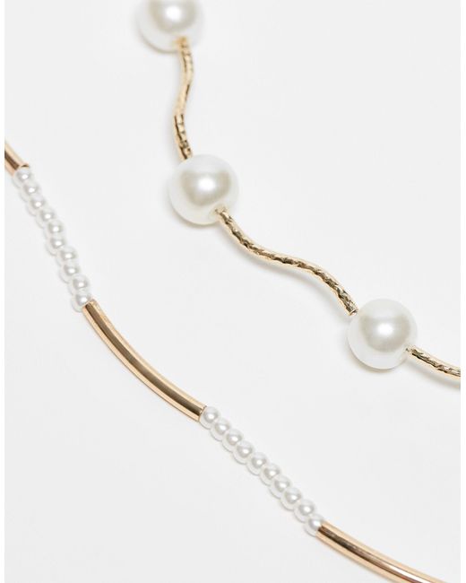ASOS – 4er-pack halsketten aus perlen und kügelchen in White für Herren