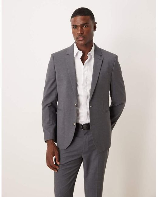 ASOS Gray Washable Wool-blend Slim Suit Jacket for men