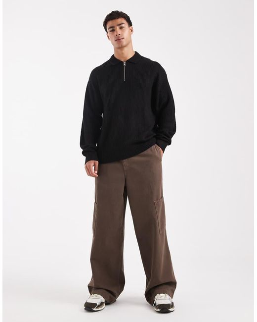 Polo Extragrande De Punto De JJ Rebel de hombre de color Black