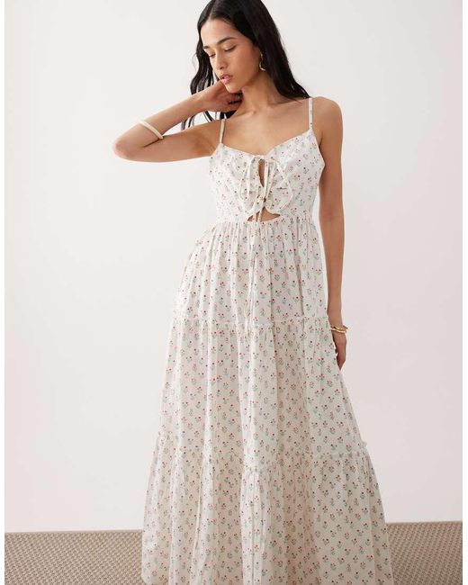 esmé studios Natural Tie Front Strappy Beach Maxi Dress
