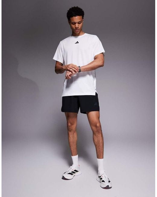 Adidas Originals Gray Adidas Training Essentials T-Shirt With Three Stripes for men