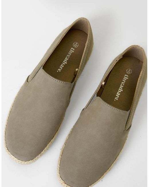 Threadbare White Faux Suede Slip On Espadrilles for men