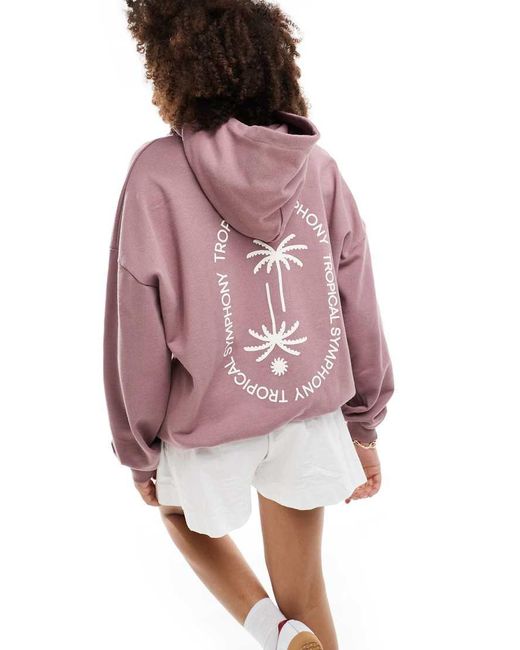 Pull Bear Tropical Back Print Graphic Oversized Hoodie in Pink Lyst UK