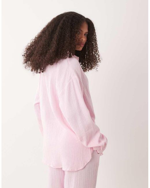Jdy Pink Loose Fit Cheesecloth Co-ord Shirt