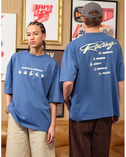 ASOS Blue Disney Racing Oversized T-Shirt With Mickey