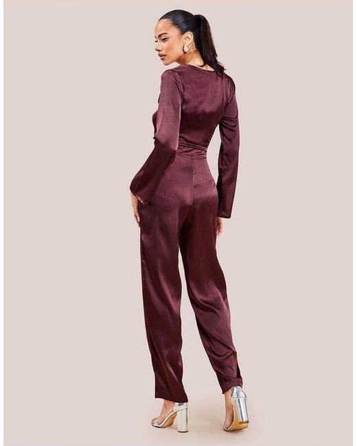 Goddiva Pink Cut Out Satin Jumpsuit