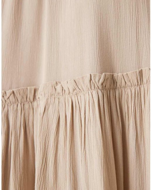 Vila Natural Tiered Boho Maxi Skirt