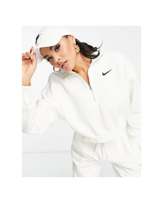 Sweat avec col zippé et petit logo virgule - voile Nike en coloris Blanc |  Lyst