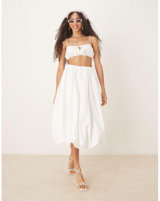Abercrombie & Fitch Maxi Pofrok Met Hoge Taille in het Natural