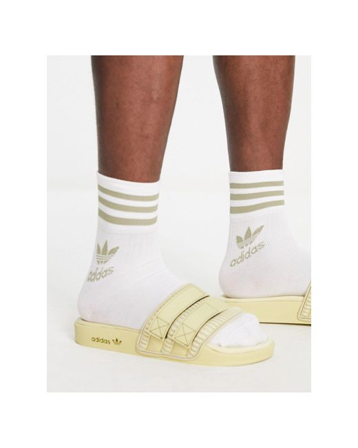 Adidas Originals White Adilette 2.0 Retro Sliders for men