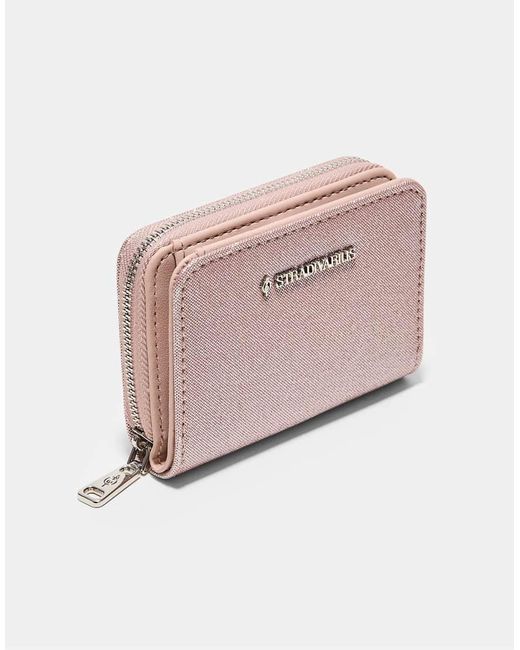 Stradivarius Pink Shimmery Zip-up Purse