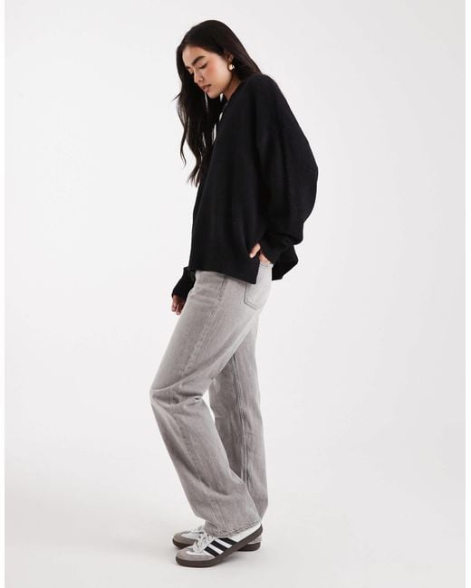 ASOS Black Oversized Super Soft V Neck Jumper