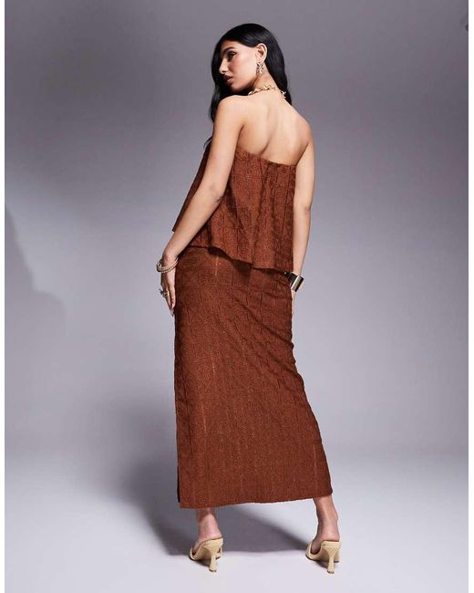 ASOS Gehaakte Midaxi Rok Met Zijsplit in het Brown