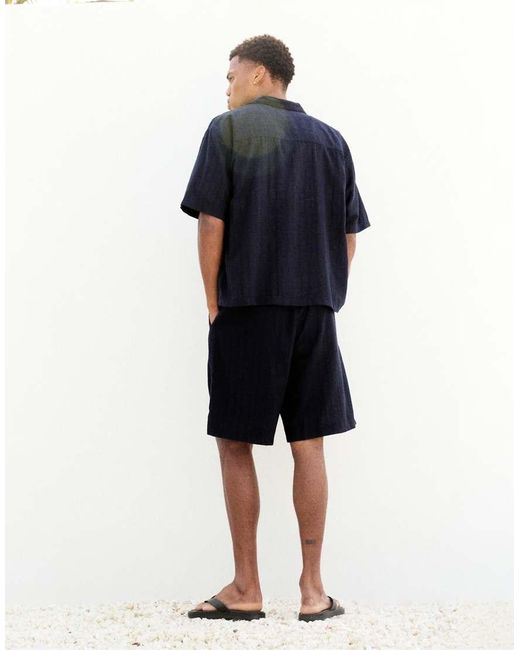 Camicia A Maniche Corte Testurizzata di Pull&Bear in Blue da Uomo
