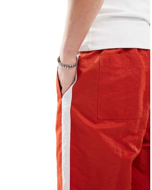 ASOS Red Wide Nylon Pants for men