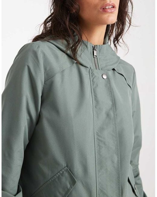 Vero Moda Blue Short Festival Rain Coat With Hood And Drawstring Hem