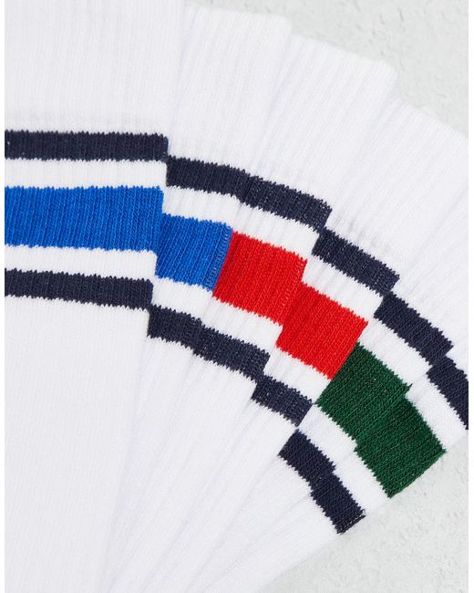 ASOS White 3 Pack Sock With Multi Colour Stripe for men