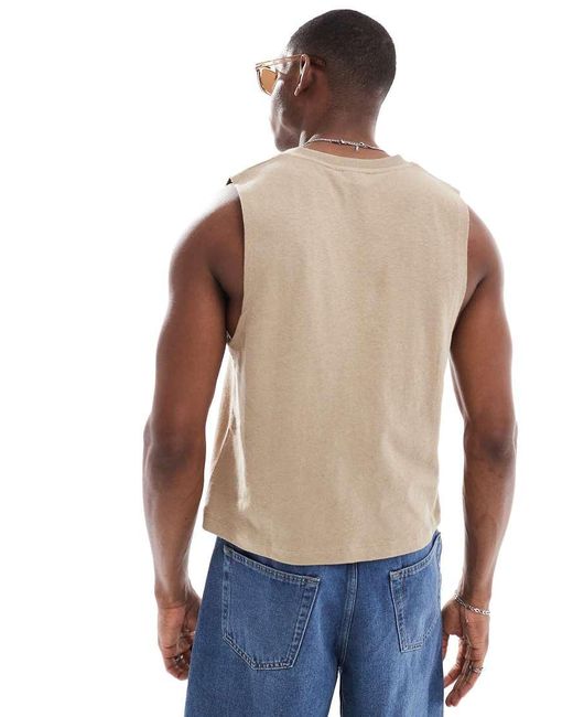 Chaleco Color Piedra Con Cuello De Pico De Mezcla De Lino De -Neutro ASOS de hombre de color Blue