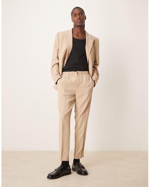 Pantalones De Traje De Corte Tapered De Tejido Texturizado De -Neutro ASOS de hombre de color Natural