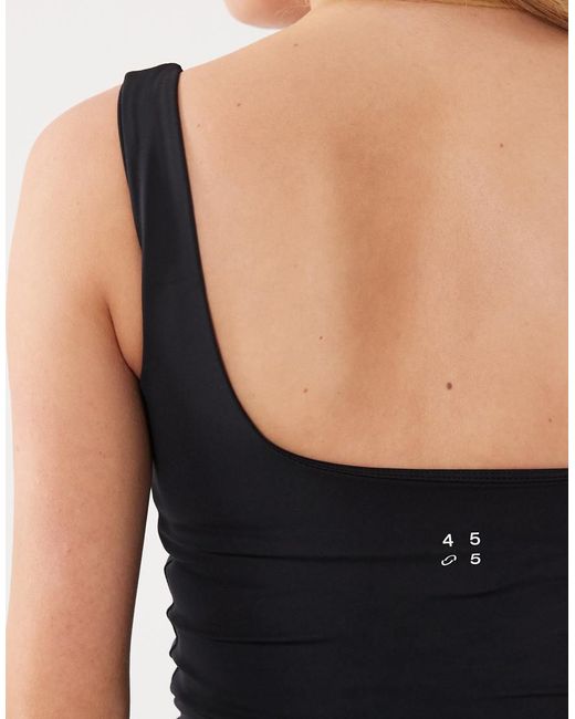 4505 Black Active Square Neck Vest With Inner Bra