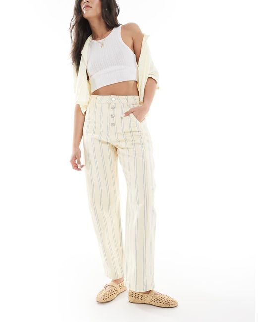 Jeans A Cilindro A Righe Color Latticello di ASOS in White