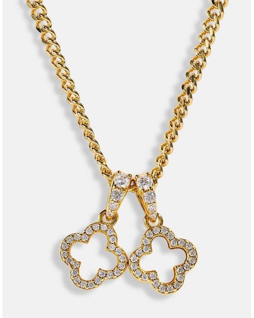 CERNUCCI Metallic Iced & Mother Of Pearl Double Motif Necklace