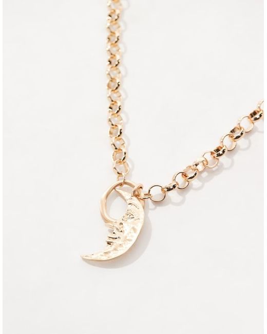 ASOS Ketting Met Brede Schakels En Maanvormig Hangertje in het Black