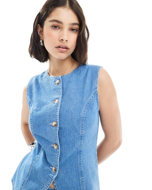 ASOS Blue Crew Neck Waistcoat Co-ord