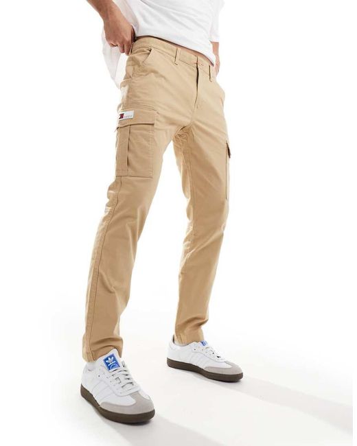 Tommy Hilfiger Natural Austin Lightweight Cargo Trousers for men