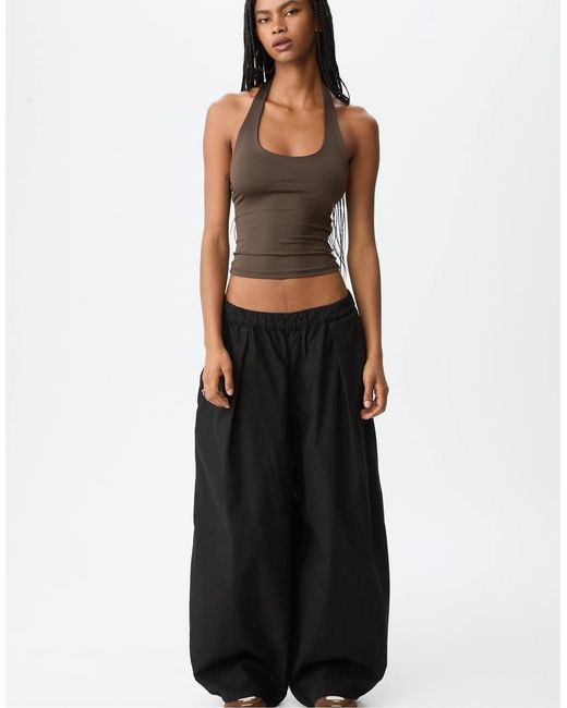 Stradivarius Black Racer Neck Top