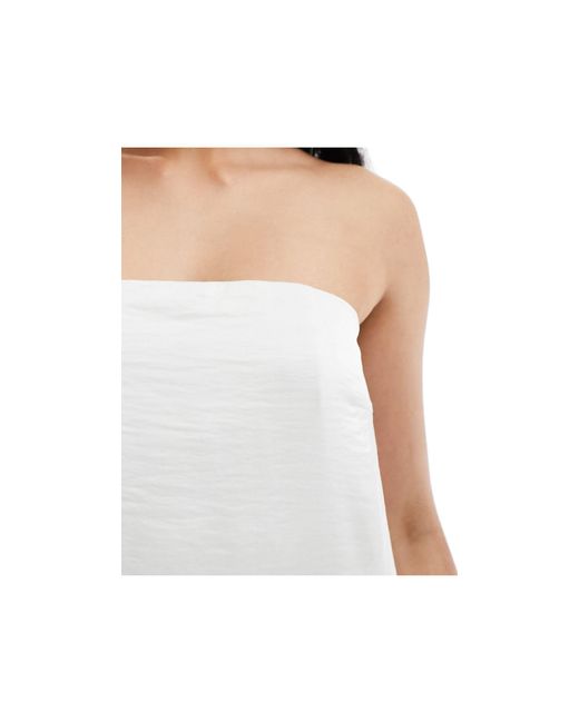 Vero Moda White Textured Satin Bandeau Maxi Dress