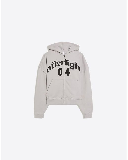 Bershka Gray Boxy Zip-Up Print Sweatshirt for men