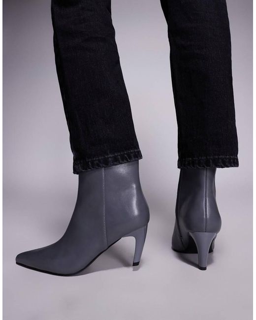 SIMMI Blue Simmi London Lorenzo Heeled Mid Ankle Boots