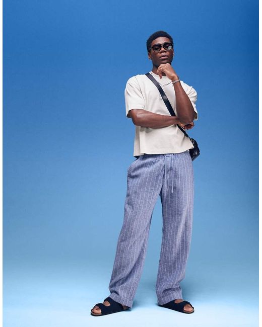 Abercrombie & Fitch Gestreepte Lichtgewicht Pull-On Broek in het Blue voor heren