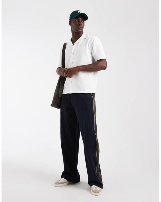 River Island White Textured Revere Shirt for men