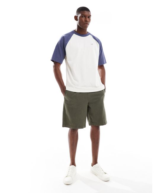 T-shirt raglan coupe carrée avec logo emblématique et passepoil contrastant - crème multicolore Hollister pour homme en coloris Black
