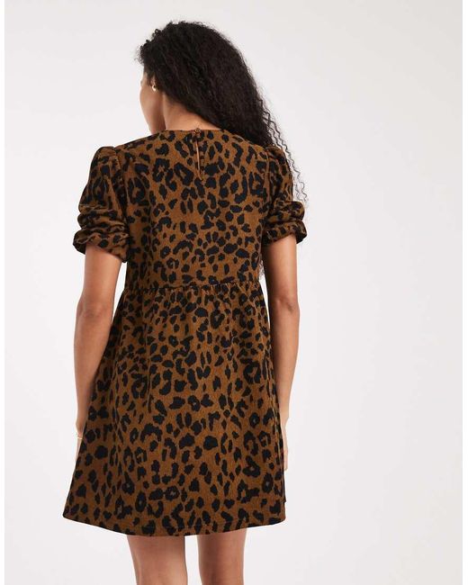 Threadbare Natural Cord Short Sleeve Mini Dress