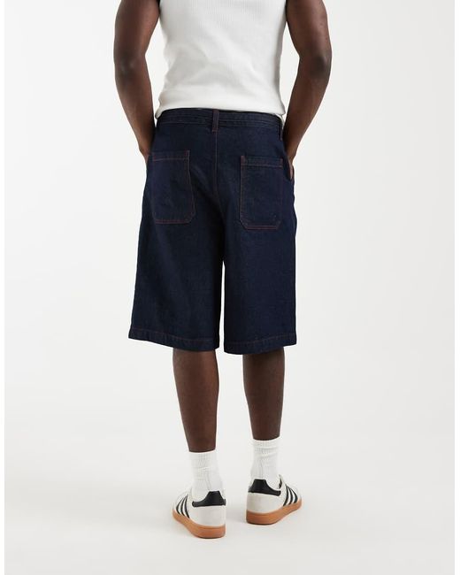 ASOS Blue Loose Denim Jorts for men