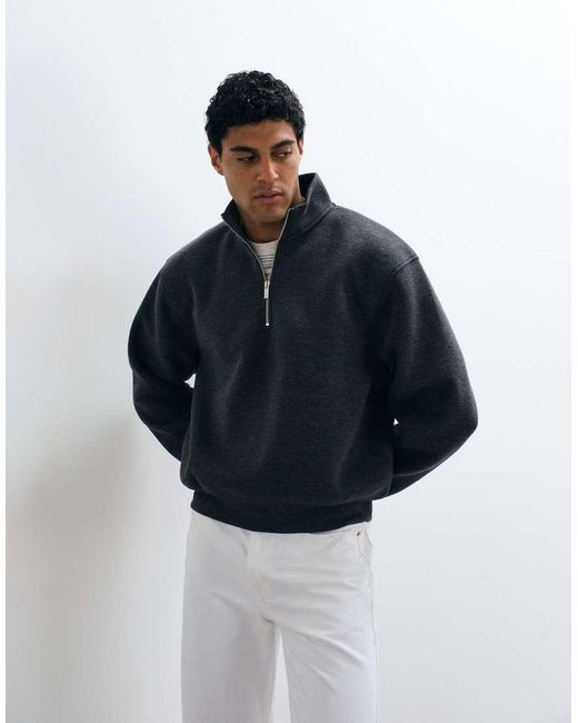 ASOS White Relaxed Boxy Funnel Half Zip for men