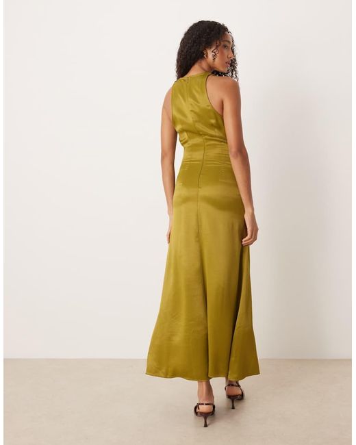 ASOS Natural Racer Satin Maxi Dress