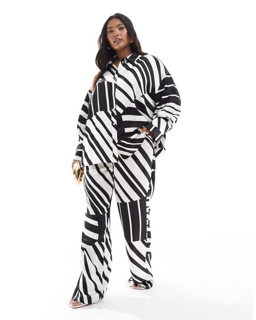 4th & Reckless White – weit geschnittene, gemusterte satinhose