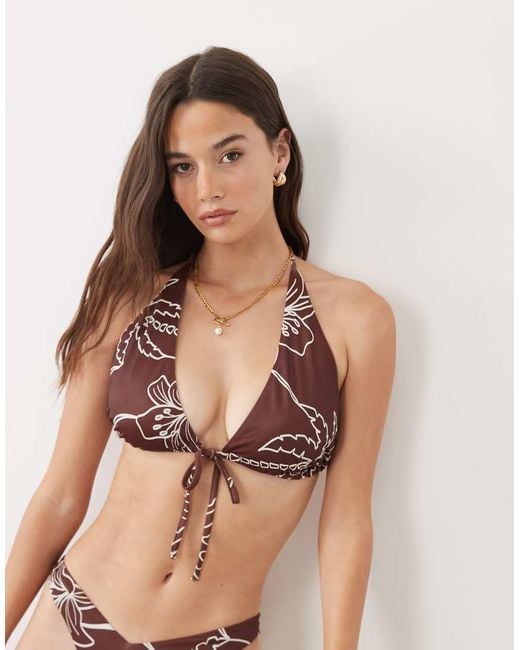 ASOS Multicolor Fuller Bust Brogan High Apex Triangle Bikini Top